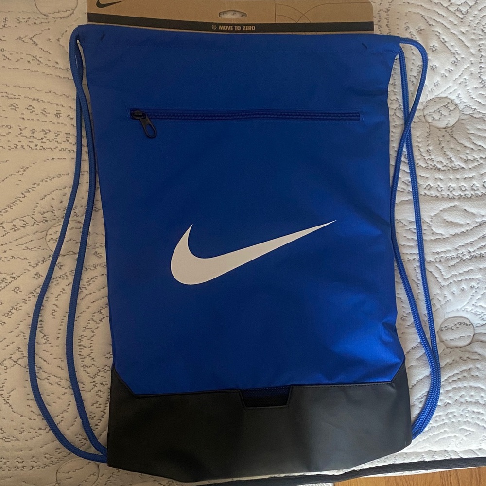 Nike Royal Blue and Black Drawstring Backpack
